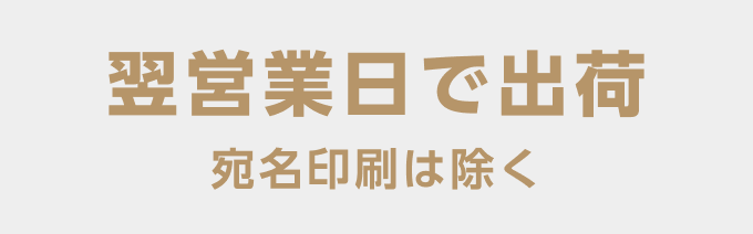 翌営業日で出荷 宛名印刷は除く